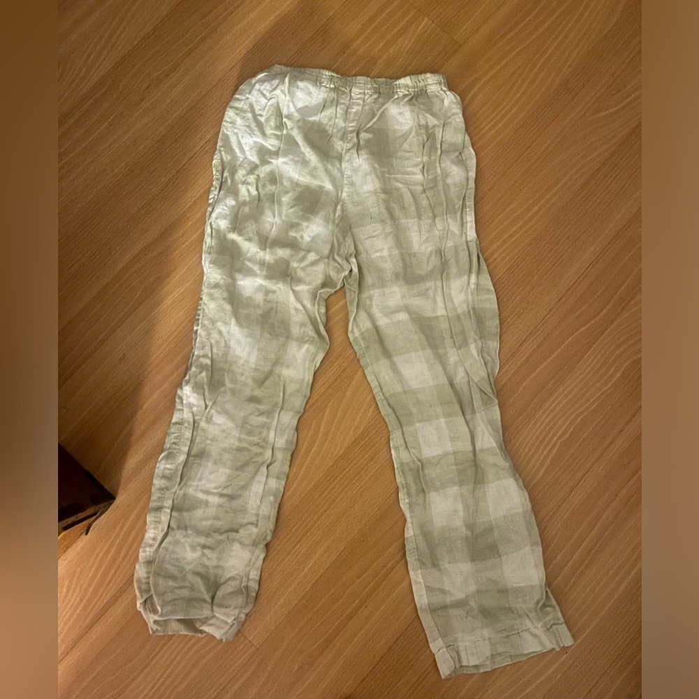 Muji baby green flannel pajama bottoms